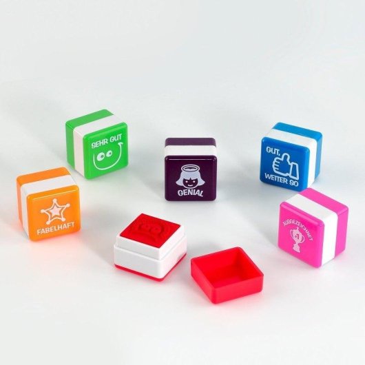 Set de 6 Sellos Office Box para Profesores de Motivación con caja de plástico