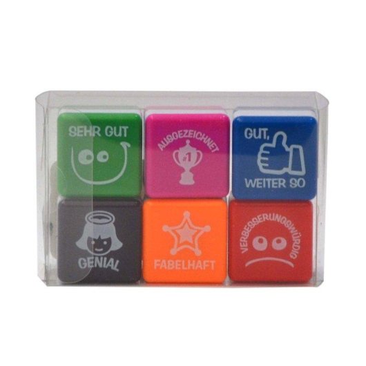 Set de 6 Sellos Office Box para Profesores de Motivación con caja de plástico