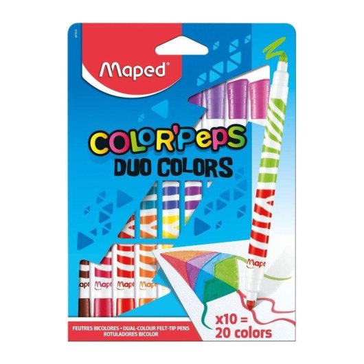 Rotuladores Maped Color'Peps Duo Doble Punta Lavables Estuche 10 Unidades