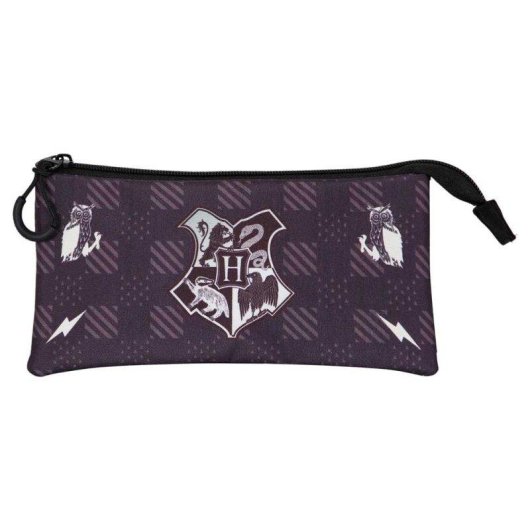 Estuche escolar portatodo triple Harry Potter Karactermania marrón 23 x 11 x 7 cm