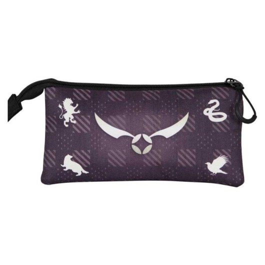 Estuche escolar portatodo triple Harry Potter Karactermania marrón 23 x 11 x 7 cm