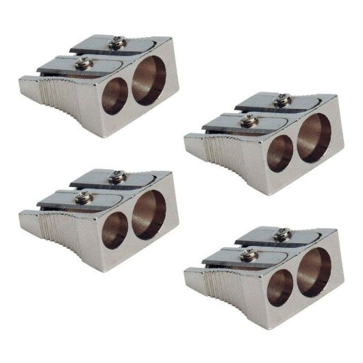 Sacapuntas Q-Connect Metálico de 2 Usos en Forma de Cuña Pack de 4