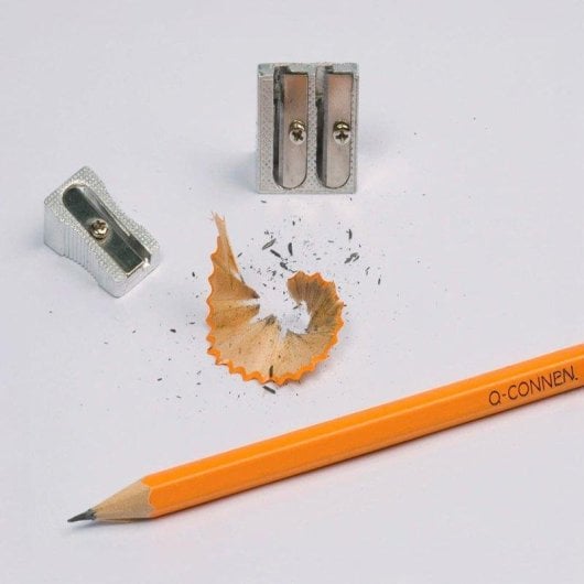 Sacapuntas Q-Connect Metálico de 2 Usos en Forma de Cuña Pack de 4