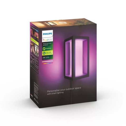 Aplique mural exterior Philips Hue White and Color ambiance Impress Bluetooth Zigbee Negro