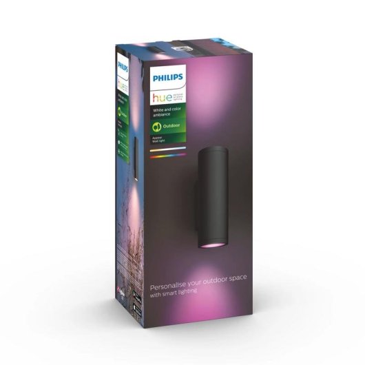 Aplique mural para exteriores Philips Hue White and Color ambiance Appear Bluetooth/Zigbee Negro