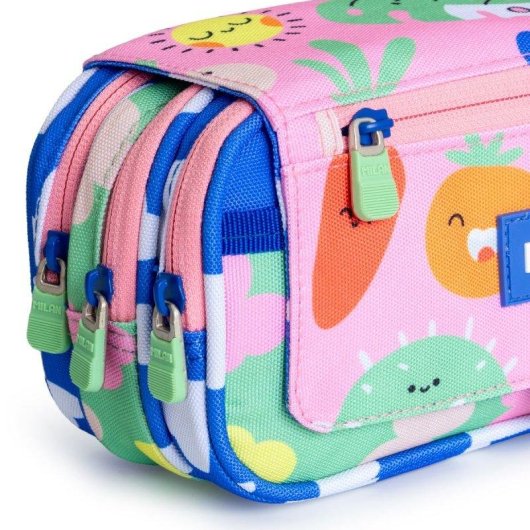 Estuche Portatodo Triple Milan Green & Grow Rosa y Verde