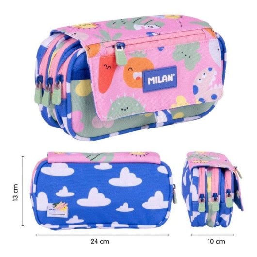 Estuche Portatodo Triple Milan Green & Grow Rosa y Verde