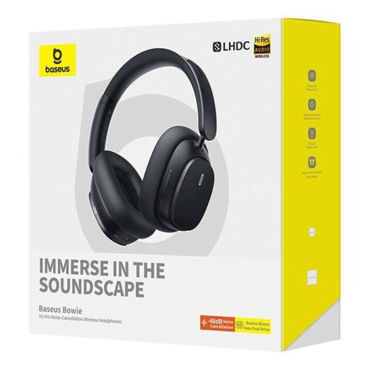 Auriculares Baseus Bowie H1 Pro inalámbricos Bluetooth con Cancelación de Ruido, Micrófono y Dolby Surround, negros
