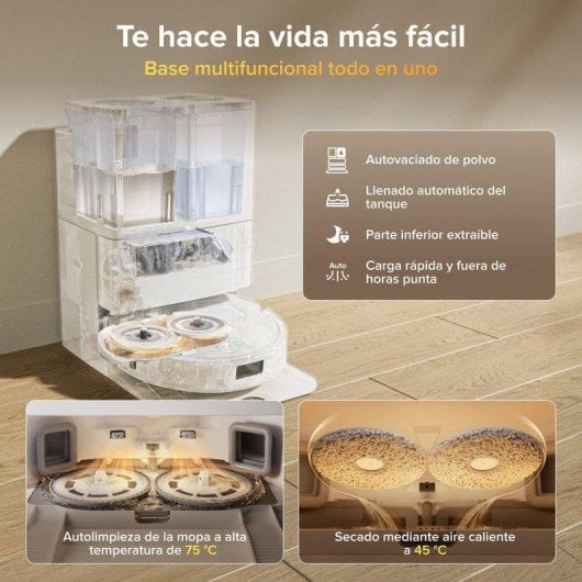 Aspirateur Robot Laveur Roborock Qrevo S Pro Base Multifonction Navigation LiDAR 18 500 Pa Lavage à eau chaude