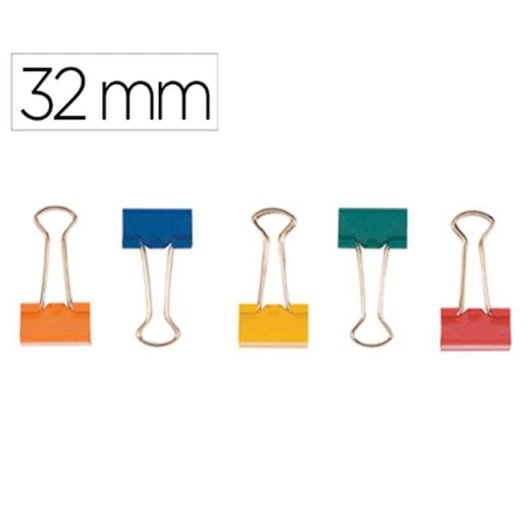 Pinzas Sujetapapeles Q-Connect Lote 10 Metálicas Abatibles 32 mm