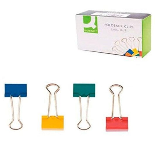 Pinzas Sujetapapeles Q-Connect Lote 10 Metálicas Abatibles 32 mm