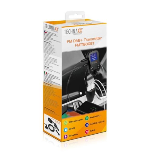 Transmisor de Audio Inalámbrico Technaxx FMT1500BT Bluetooth USB