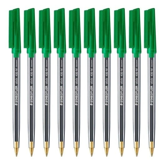 Bolígrafo Staedtler Stick 430 Set 10 Unidades Punta Media Verde