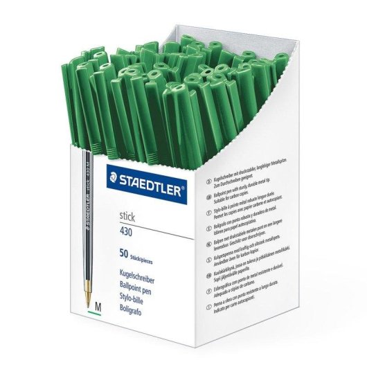 Bolígrafo Staedtler Stick 430 Set 10 Unidades Punta Media Verde