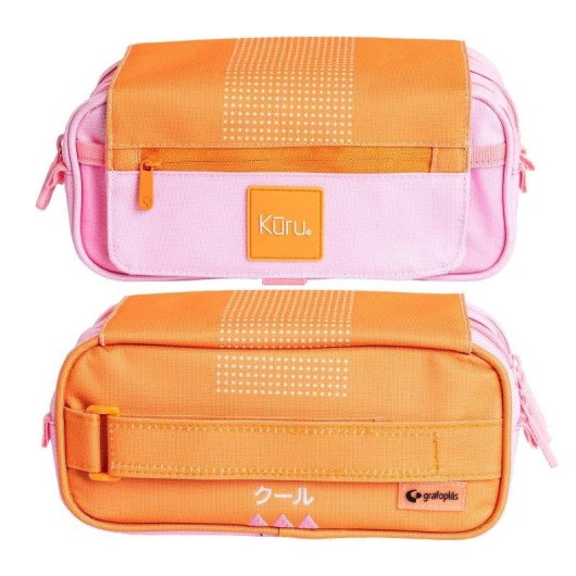 Estuche Escolar Triple ColePack Kuru con Material Incluido Naranja