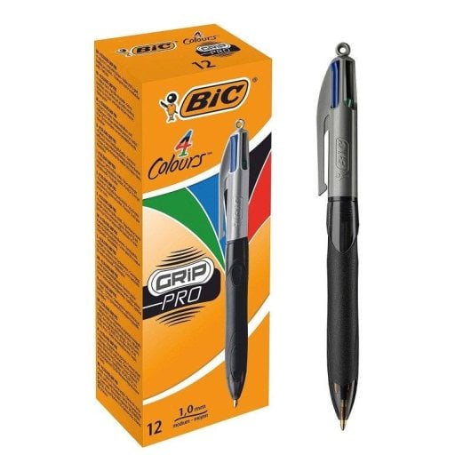 Penna Bic Grip Pro 4 Colori Grigio e Nero