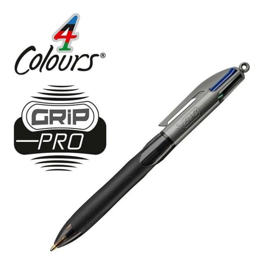 Penna Bic Grip Pro 4 Colori Grigio e Nero