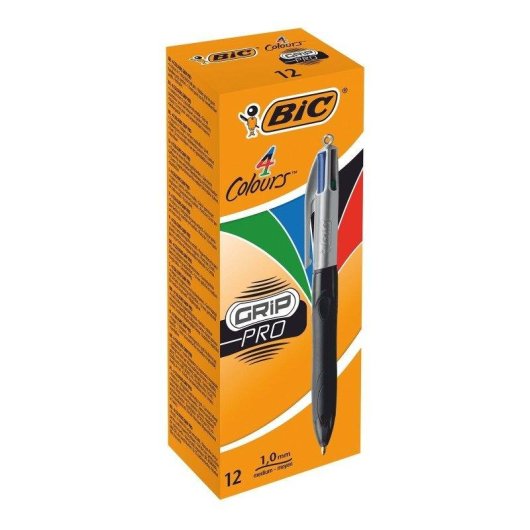 Penna Bic Grip Pro 4 Colori Grigio e Nero
