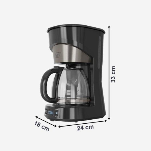 Cafetera de Goteo Black & Decker 1000W 1,5L 12 Tazas Control Digital Timer 24h