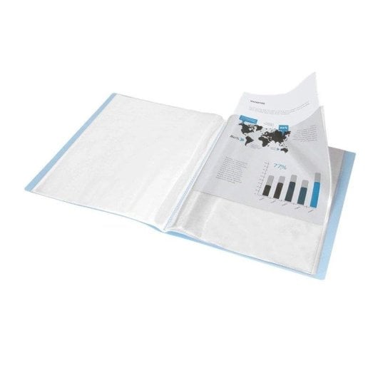 Cartella per fogli plastica A4 Liderpapel con 40 buste trasparenti celeste