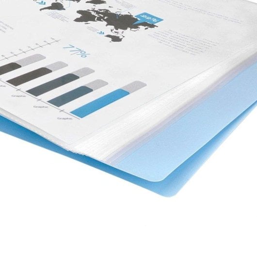 Cartella per fogli plastica A4 Liderpapel con 40 buste trasparenti celeste