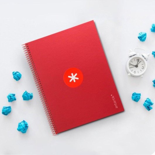 Quaderno A4 Antartik Spirale Copertina Rigida 80 Fogli Colore Lampone