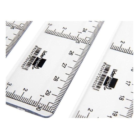 Regla Plástico Transparente Liderpapel 30 cm con Borde Biselado