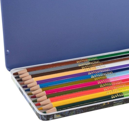 Caja Metálica con 12 Lápices de Doble Punta Javier Noche Estrellada