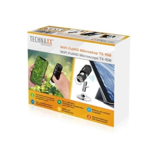 Microscope Digital Technaxx TX-158 1000x LED Wi-Fi Noir/Argent