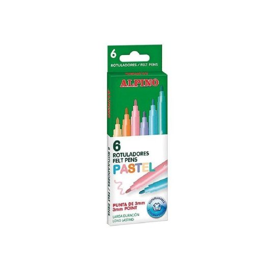 Rotulador Alpino Standard Pastel Caja de 6 Unidades Punta Fina 3mm