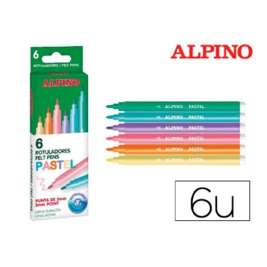 Rotulador Alpino Standard Pastel Caja de 6 Unidades Punta Fina 3mm