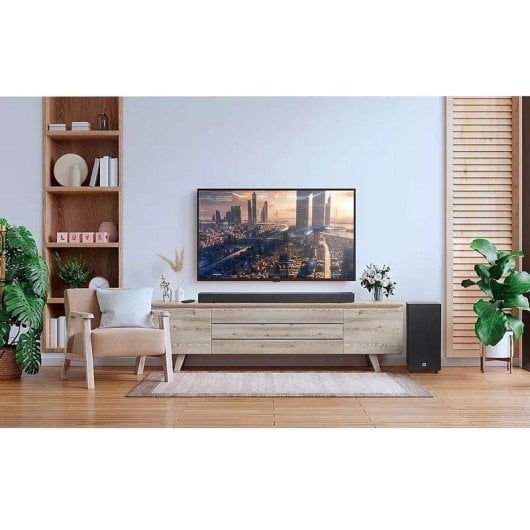 Barra de Som JBL Cinema SB595 3.1.2 440W Bluetooth HDMI eARC Dolby Atmos Preta