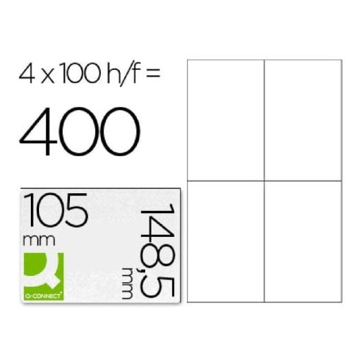 Etiquetas Adhesivas Q-Connect KF10660 A4 4 Etiquetas 105x148.5 mm Blancas