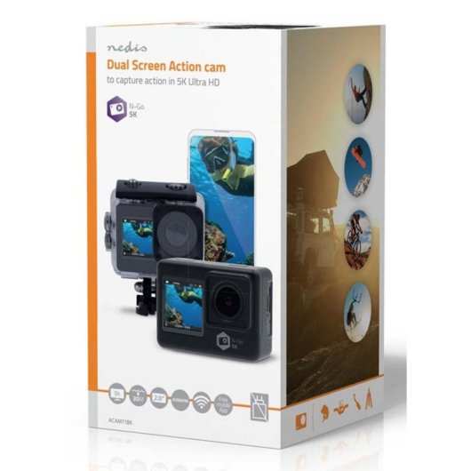 Câmara Desportiva Nedis ACAM71BK 5K UltraHD WiFi UltraWide Estabilização Avançada
