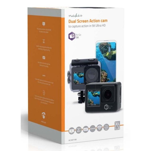 Câmara Desportiva Nedis ACAM71BK 5K UltraHD WiFi UltraWide Estabilização Avançada