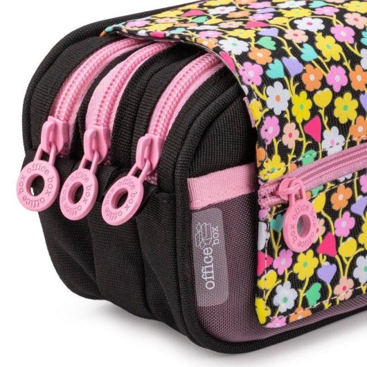 Borsa Triple Officebox Flowers con Materiale Scolastico Incluso