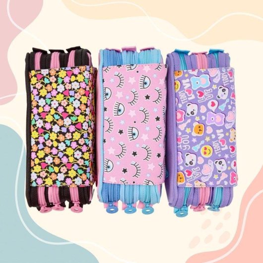 Borsa Triple Officebox Flowers con Materiale Scolastico Incluso