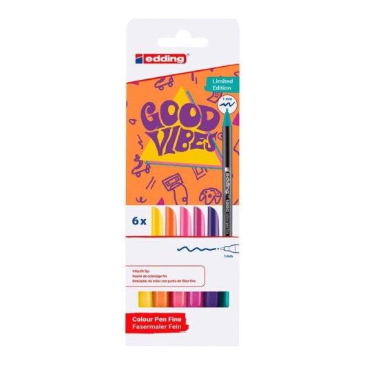 Pennarello Edding 1200 Pack 6 Multicolore Punta Tonda 0.5 mm