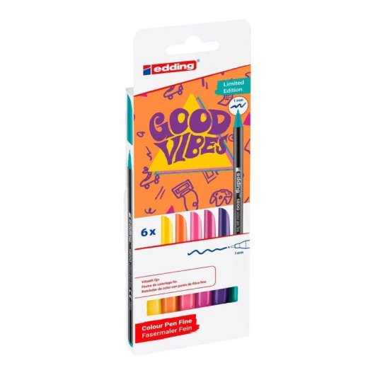 Pennarello Edding 1200 Pack 6 Multicolore Punta Tonda 0.5 mm