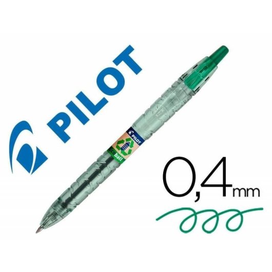 Penna a Sfera Retrattile Pilot Ecoball Inchiostro a Olio 86% Plastica Riciclata Verde
