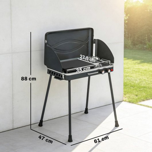 Outsunny Barbacoa De Gas Portátil 2 En 1 7 Kw Con Patas Desmontables