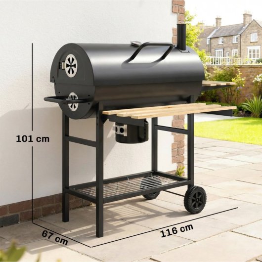 Outsunny Barbacoa De Carbón Portátil Con Asador Eléctrico Estantes Plegables