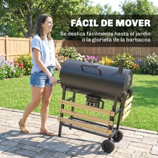 Outsunny Barbacoa De Carbón Portátil Con Asador Eléctrico Estantes Plegables