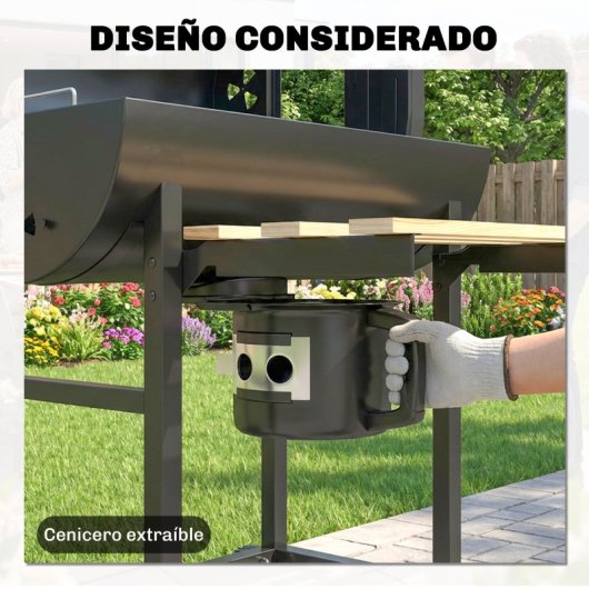 Outsunny Barbacoa De Carbón Portátil Con Asador Eléctrico Estantes Plegables