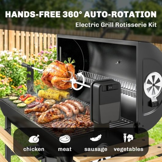 Outsunny Barbacoa De Carbón Portátil Con Asador Eléctrico Estantes Plegables