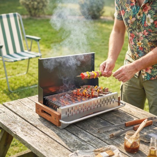 Outsunny Barbacoa De Carbón Plegable 50,5x34x33 Cm Con Bandeja Extraíble