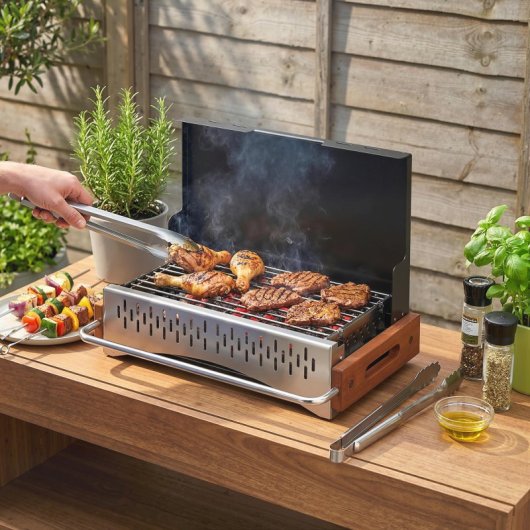 Outsunny Barbacoa De Carbón Plegable 50,5x34x33 Cm Con Bandeja Extraíble