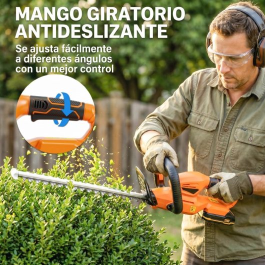 Outsunny Cortasetos Eléctrico Con Batería De 2000mah Y Cuchilla De 51 Cm Naranja