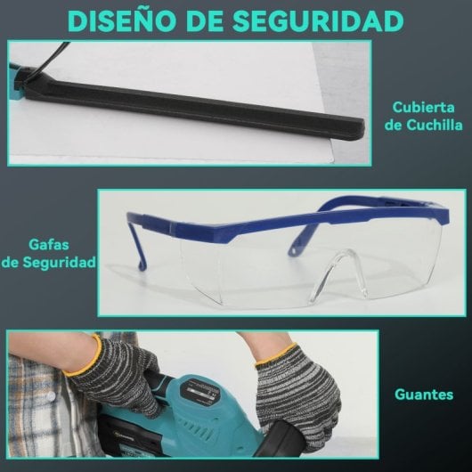 Outsunny Cortasetos Eléctrico Con 2 Baterías De 4000mah Y Cuchilla De 51 Cm Azul