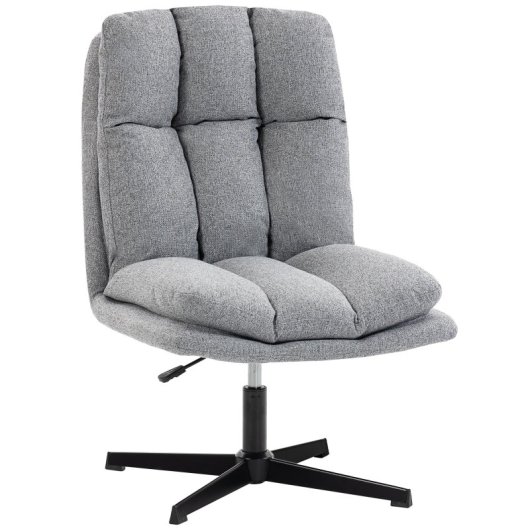 Homcom Butaca De Salón Giratorio 360° Altura Ajustable Asiento Ancho Gris Claro